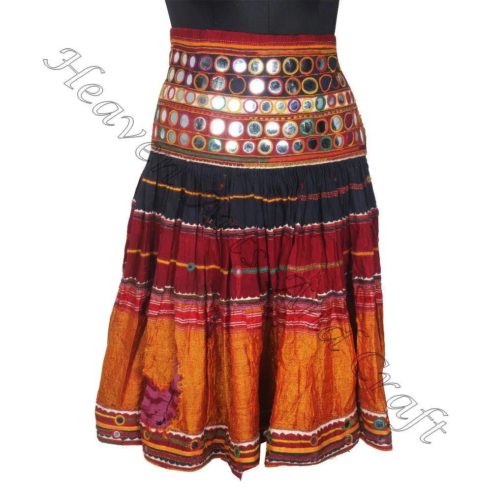 Настоящая Цыганская зеркальная Рабочая длинная юбка ручная вышивка Юбка цыганская банжара
