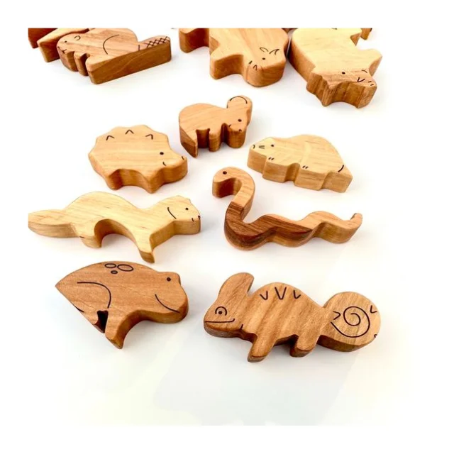 Wooden Educational Toy Wooden Montessori Building Block Beech Animal Stacker Education Toys - Caryln