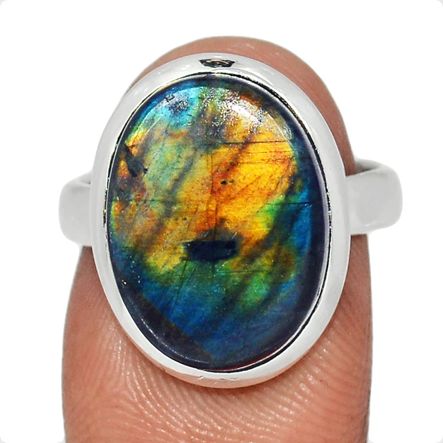 UV Overseas - Spectrolite Labradorite Gemstones & Jewellery 925 Sterling Silver Vintage Jewelry Charm Rings For Girls