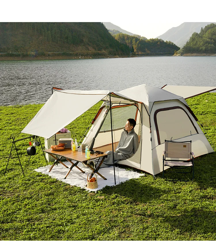 Outdoor Camping Beach All-in-one Portable Fully Automatic Two-in-one Rainproof Family Picnic Tent with Canopy