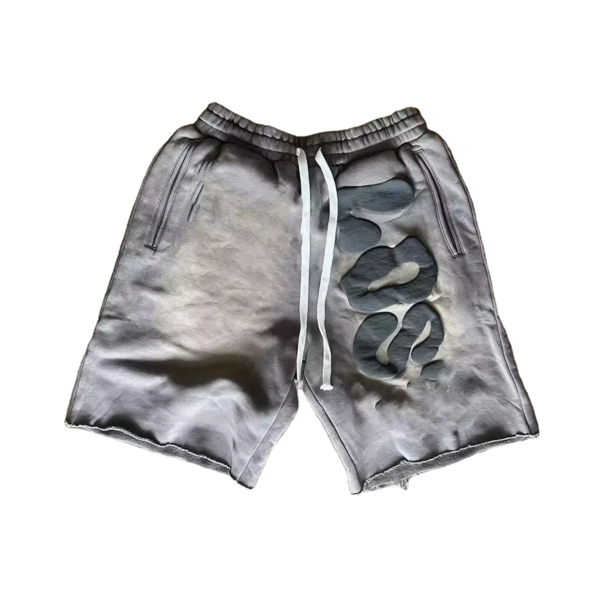 Custom Made logo French terry drawstring shorts men high quality embroidery patches sports shorts for men