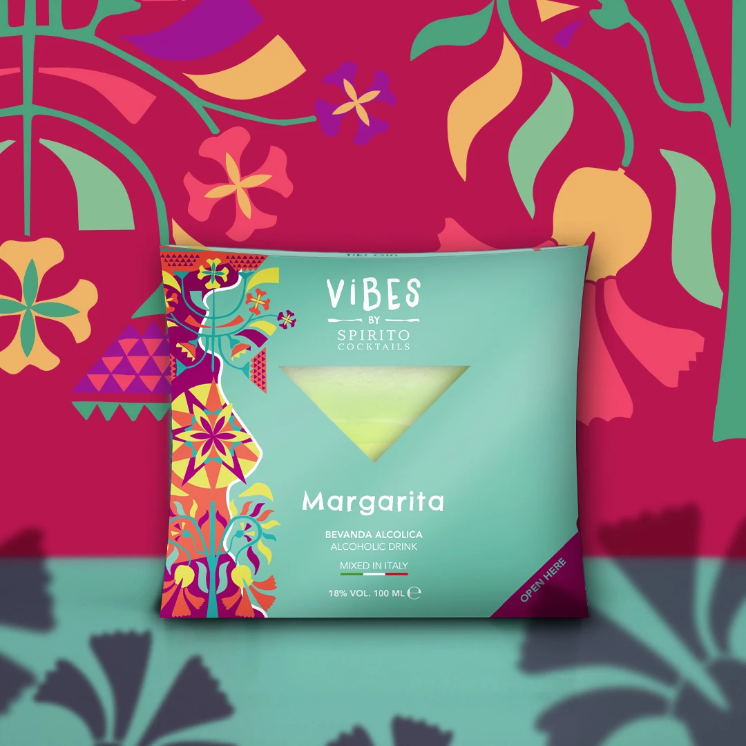 Margarita Ready to Drink top quality cocktail with tequila 18% alcohol with iconic single portion envelope