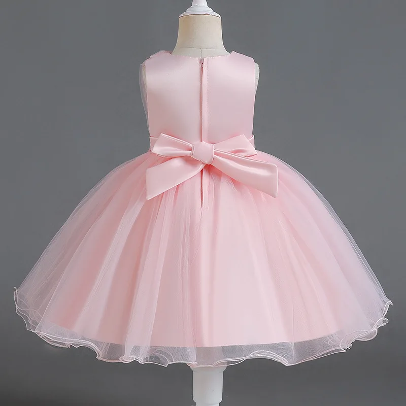 LZH Baby Girls Bow Princess Gown Wedding Party Baby 1 Year Birthday Dress Christmas Infant Christening Dress