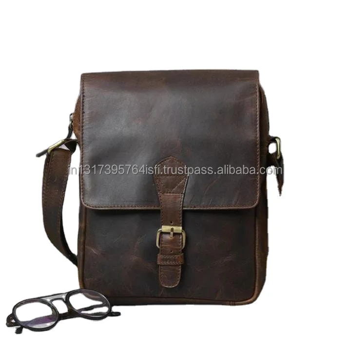 2023 New Design Luxury Western Style Bag Real Full Grain Dark Brown Crunch Leather Handmade for Girls