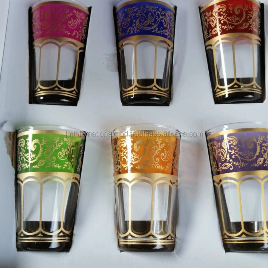 Moroccan tea glasses with gift box  luxury Tea cups set custom print water tea and wine glasses or cups