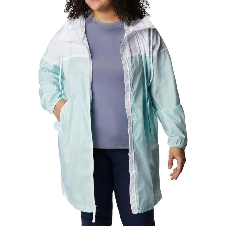 Men Women Water Resistance Front High Quality Zipper Active Hooded Long Body Windbreaker Jacket