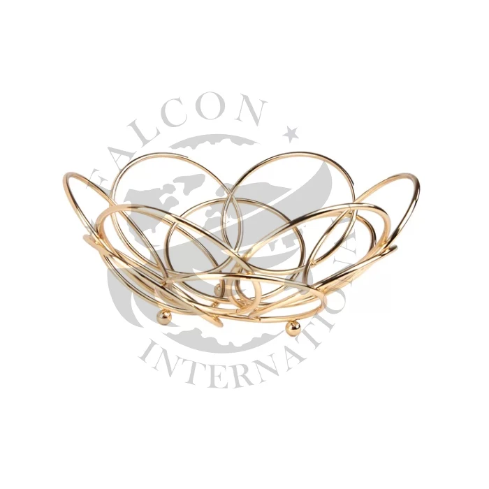 Best seller Golden Color Iron Wire Mesh Fruit Drainer Decorative Fruit Serving Tabletop Decor Kitchen Essential Utensil