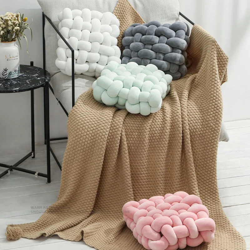 Luxury Nordic Style Square Woven Knot Sofa Throw Pillow Cushion Set Home Decorative Window Couch Spandex Pillows Cushions