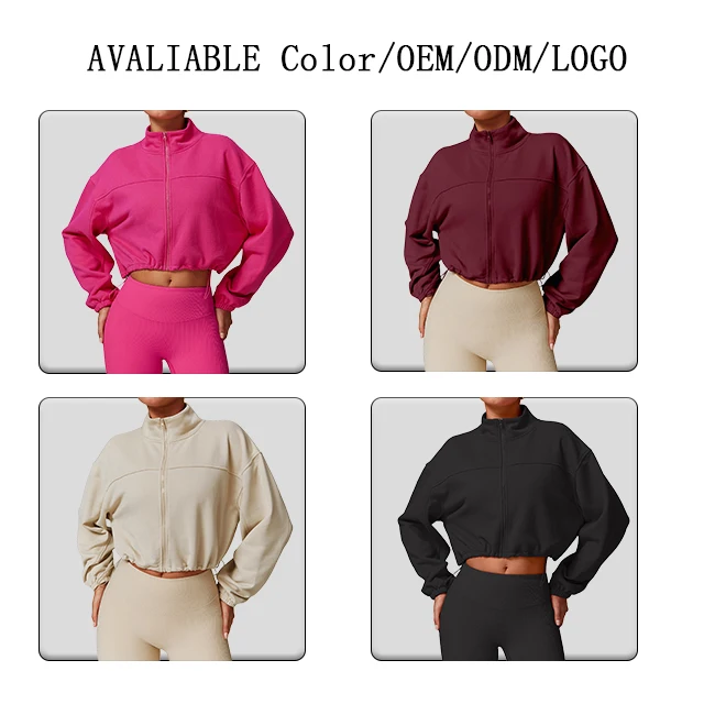 Autumn winter outerwear warm sports jacket casual loose stand collar cardigan running Long sleeve Yoga fitness Warm sweater tops