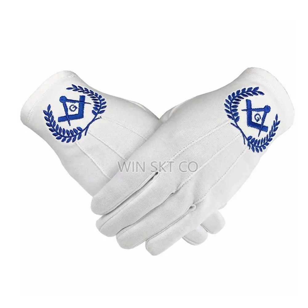 High Quality Cheap Masonic Gloves Wholesale Pure Cotton Masonic Regalia Gloves