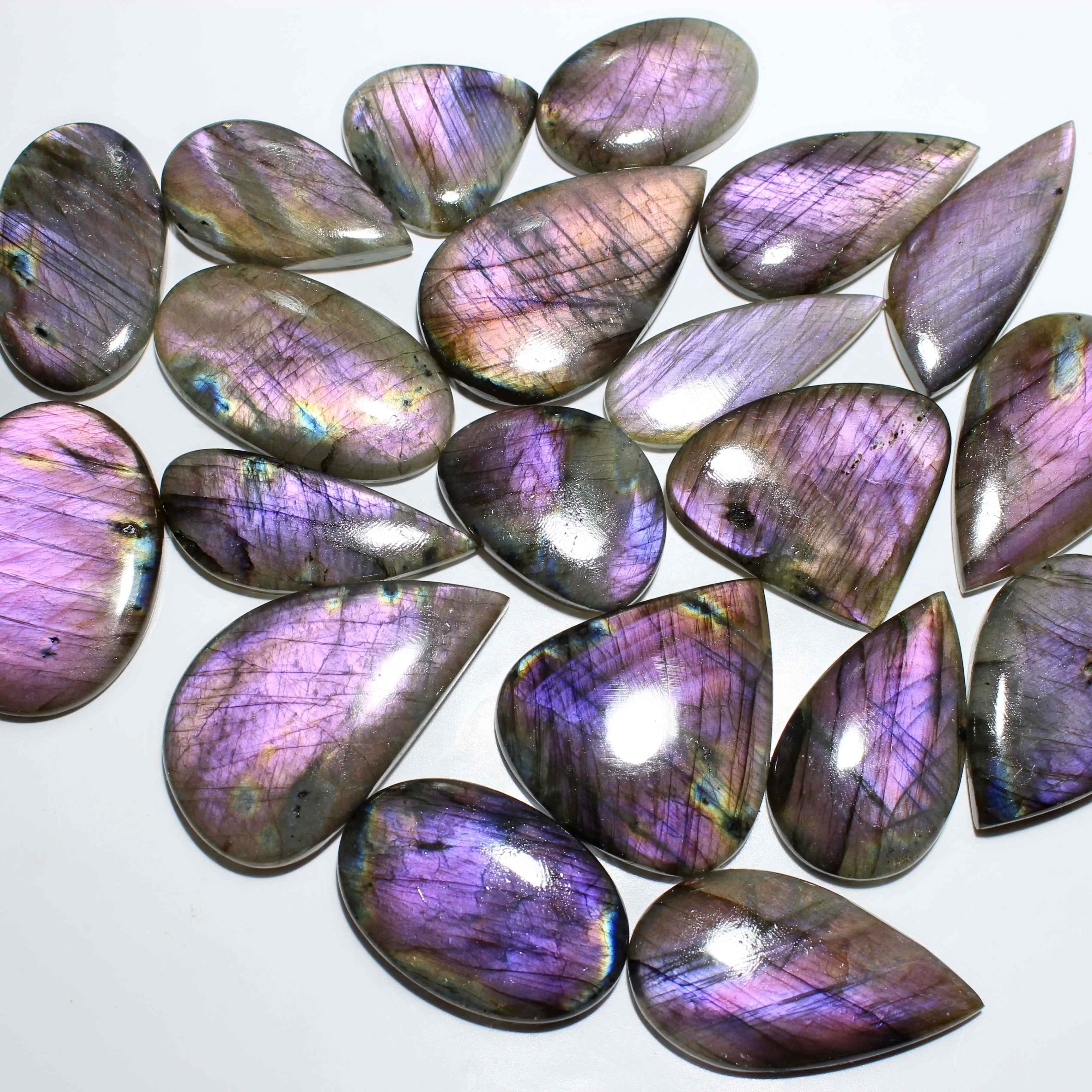 19  piece Lot Natural purple Fire Labradorite Smooth Cabochon Mix Shape Loose Gemstone