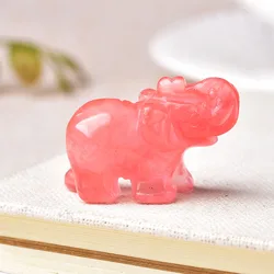 Wholesale Natural Strawberry Quartz Gemstone Elephant Statue Crystal Figurines Animal For Reiki Healing Meditation & Vasstu