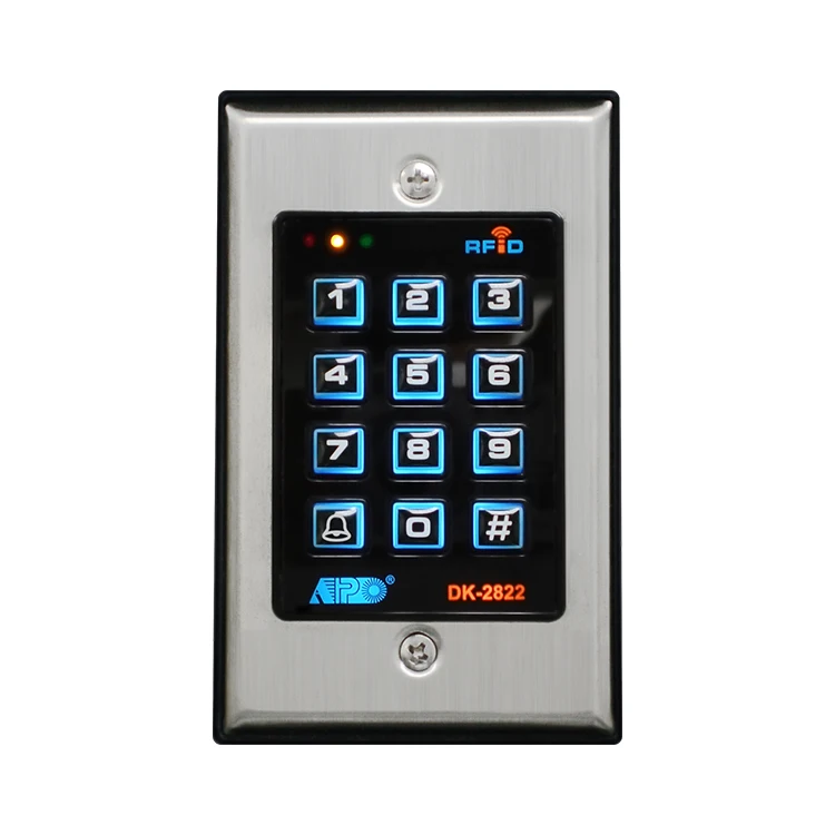 DK-2822B Steel Plate RFID Card Reader Access Control Keypad Reader Keyboard Two Output with Door Bell Button Wiegand