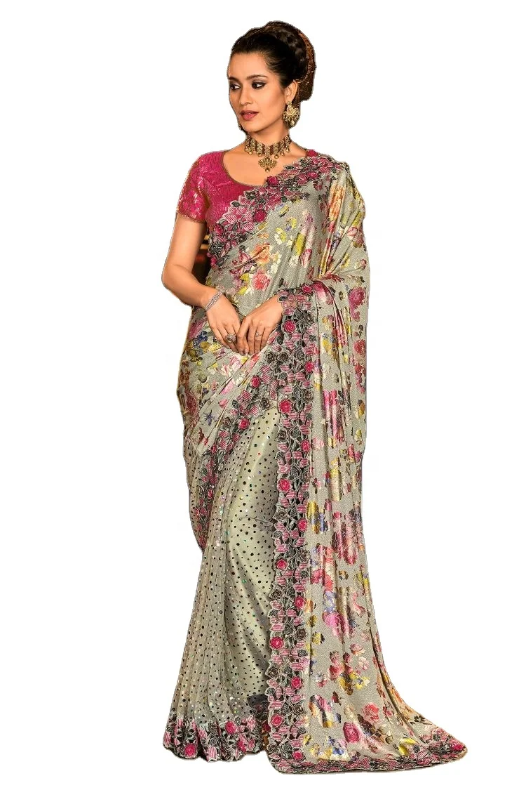 Indian Style Designer Ruffle Sarees for Ladies Wear with at Best Wholesale Price from India