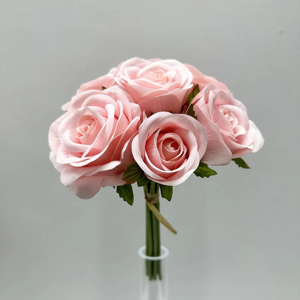 Classic Silk Brides Bouquet Wedding Rose Flower Holding Bouquet Dusty Blue Rose Floral Bouquet Wedding Decoration