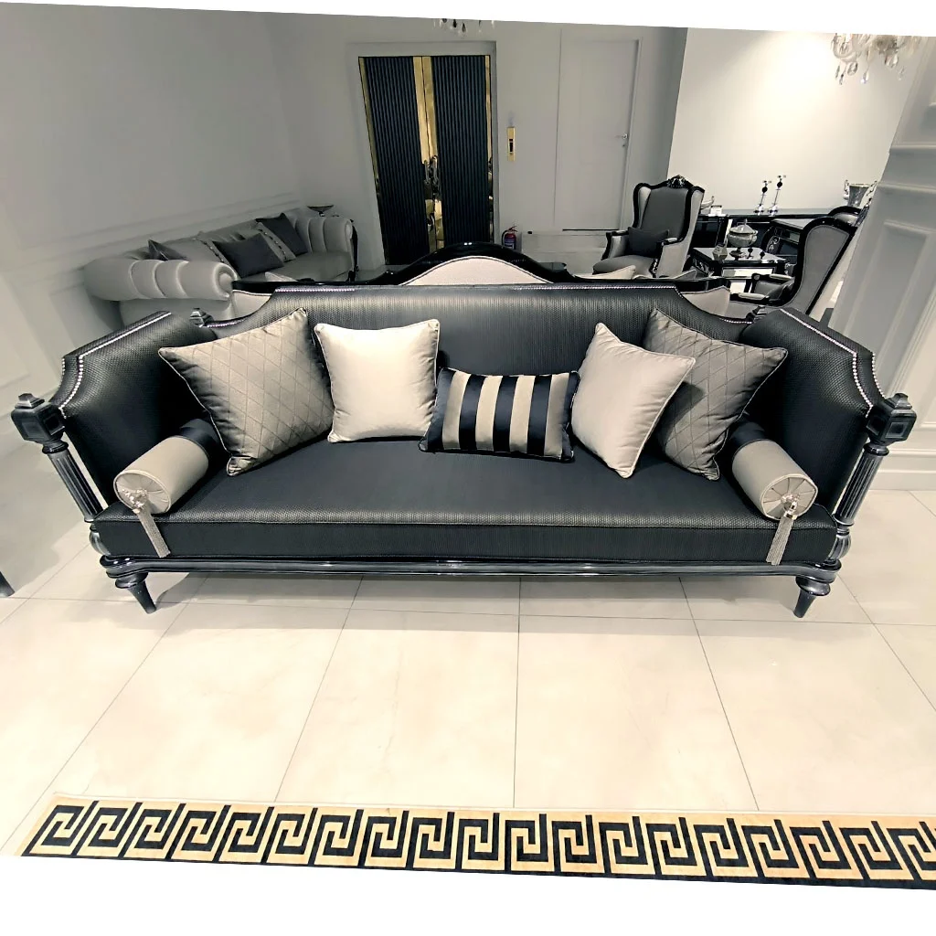 European Dark Brown Vintage Antique Furniture Wooden Sofa Living Room Dining Table Luxury Carving Chair Console China Cabinet