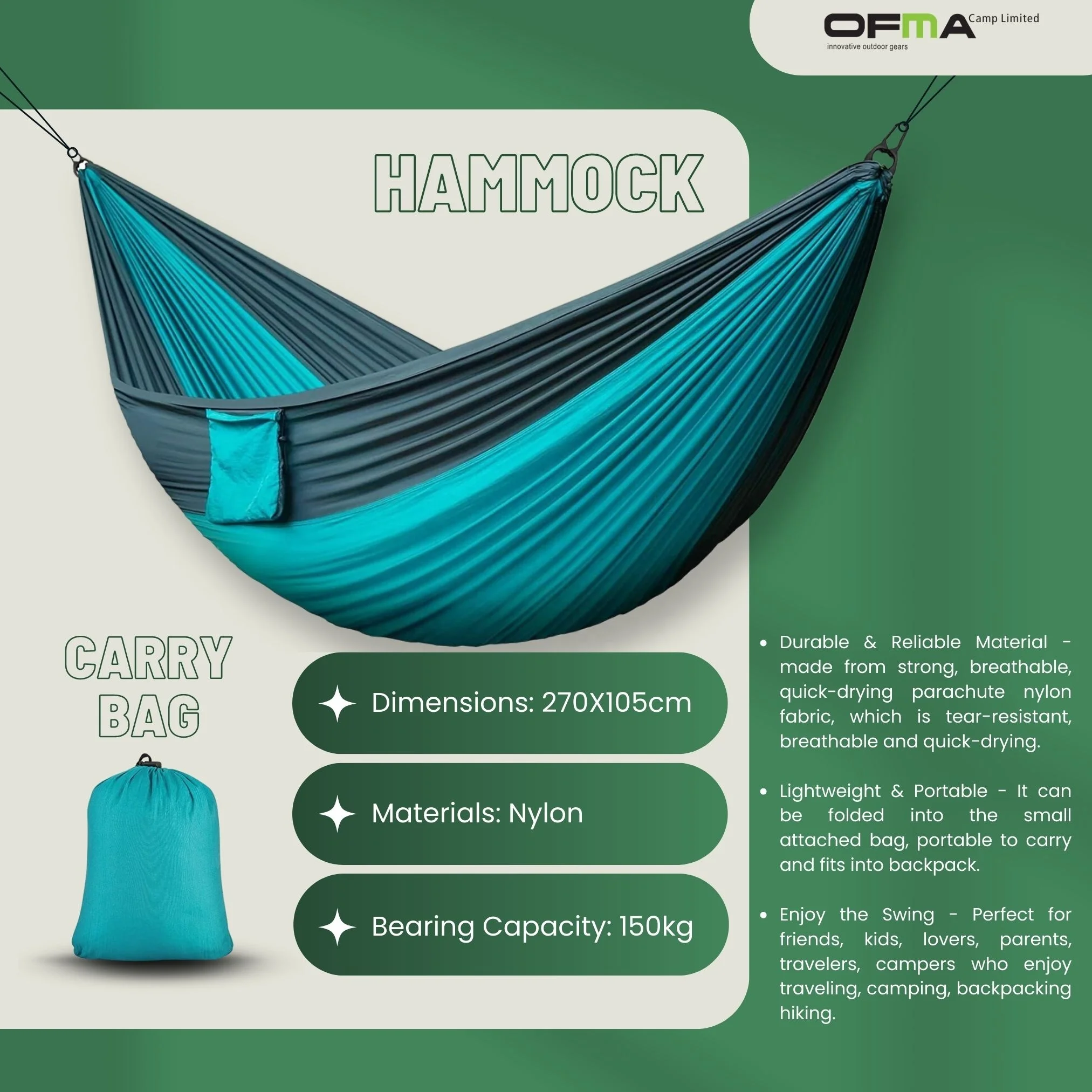 Top Selling High Quality Customizable Lightweight Hammock Portable Hammock Outdoor Camping Wholesale Cheap Price From Bangladesh