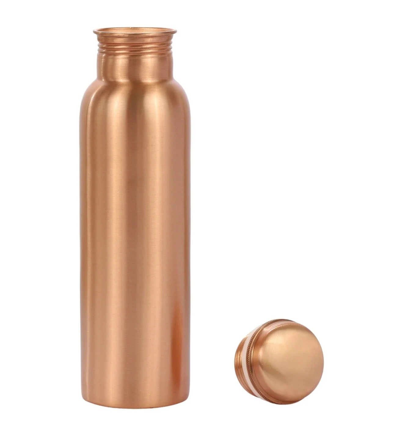 Factory Price Copper Bottle Plain Unique Design Matte Finishing with Reeded Edge Lid for Easy Handing Luxury Drinkware Bottle