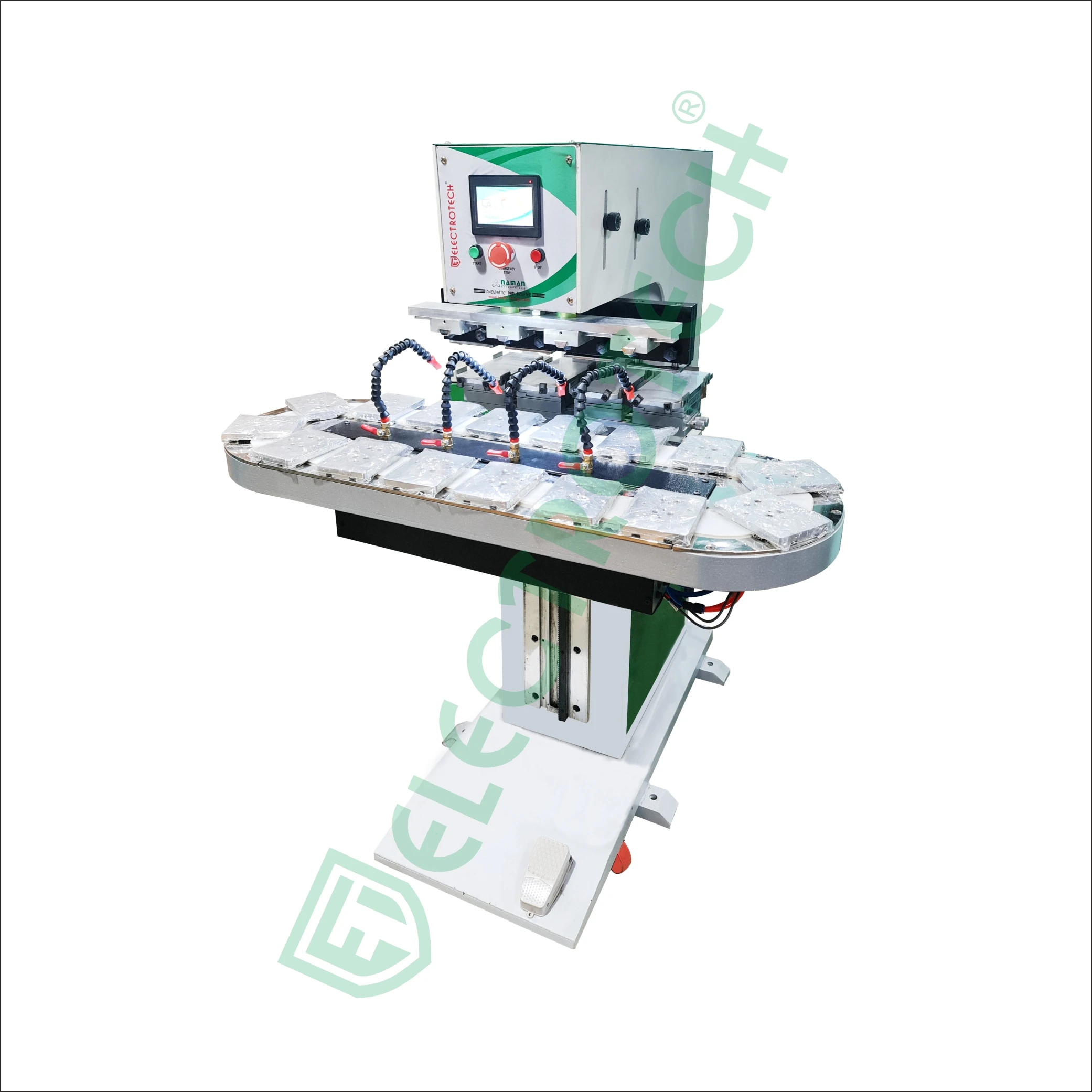 Automatic Four-Color Pad Printer Machine New Condition PLC Bearings Oval Conveyor Manufacturing Plant Toy Industry Digital Motor
