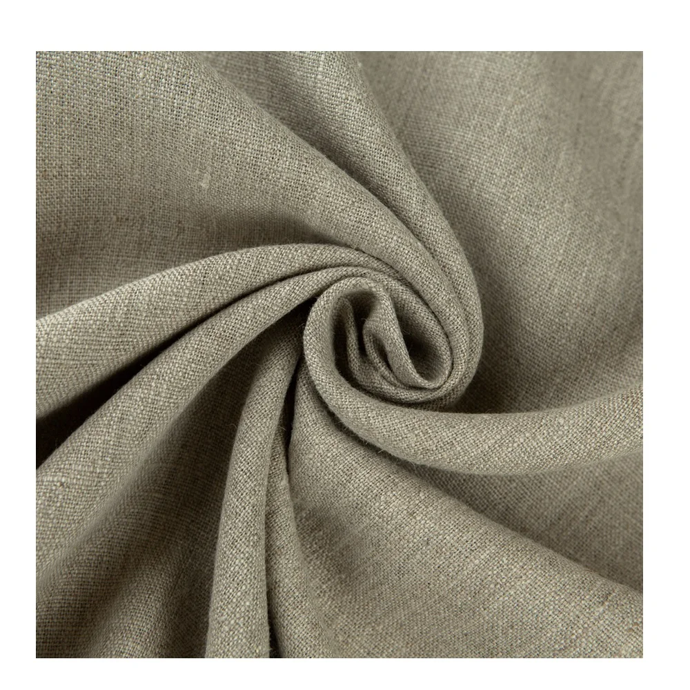 Оптовая продажа, 270 GSM, 100% льняная тканая ткань, рулон, натуральная промытая дышащая ткань с принтом для рубашек, платьев, простой стиль, для домашнего использования