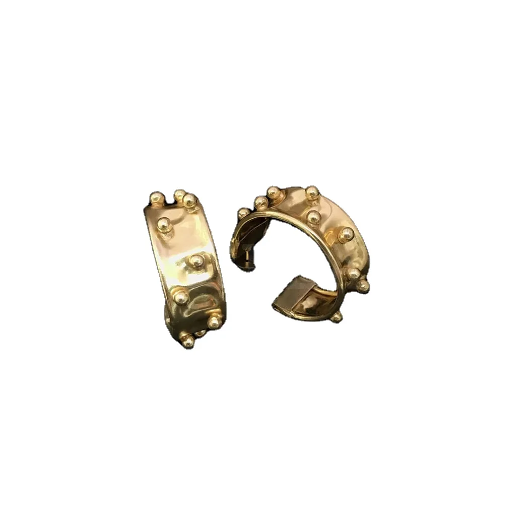 New Trendy 18k Gold Plated Gold Plated Dotted Design Hoops Style Push Back Earring casual wear unique design SKU6991