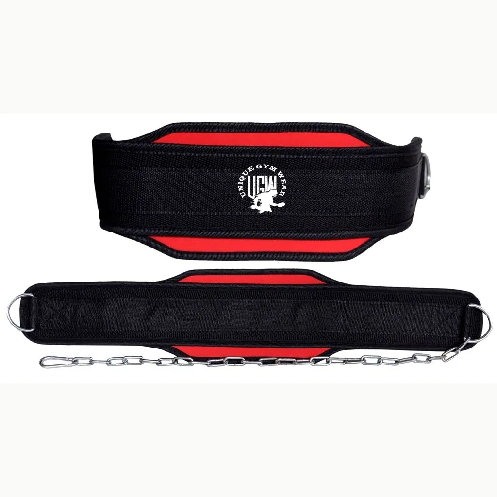 Custom New Product Power lifting Dip Belt Fitness Gym Training Weight Lifting Belt with Chain For Men