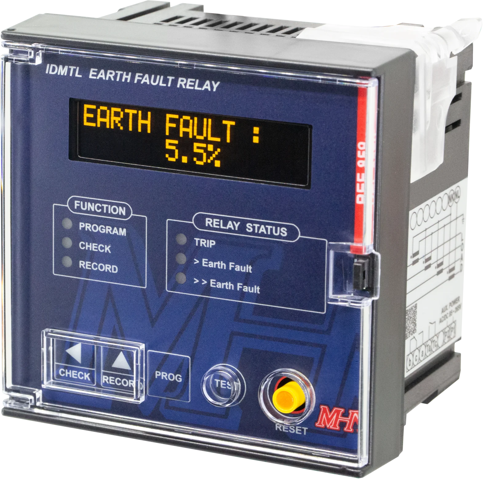 MH Earth Fault Relay REF052n, IDMTL & DTL, ANSI 50N/51N, 50G/51G, with unique Mechanical Trip Button