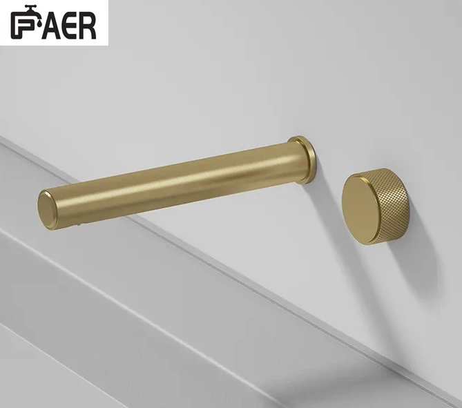2023 Single Lever Wall Mounted Rose Brushed Gold Brass Waterfall Sink Faucet Basin Mixer Tap for Bathroom
