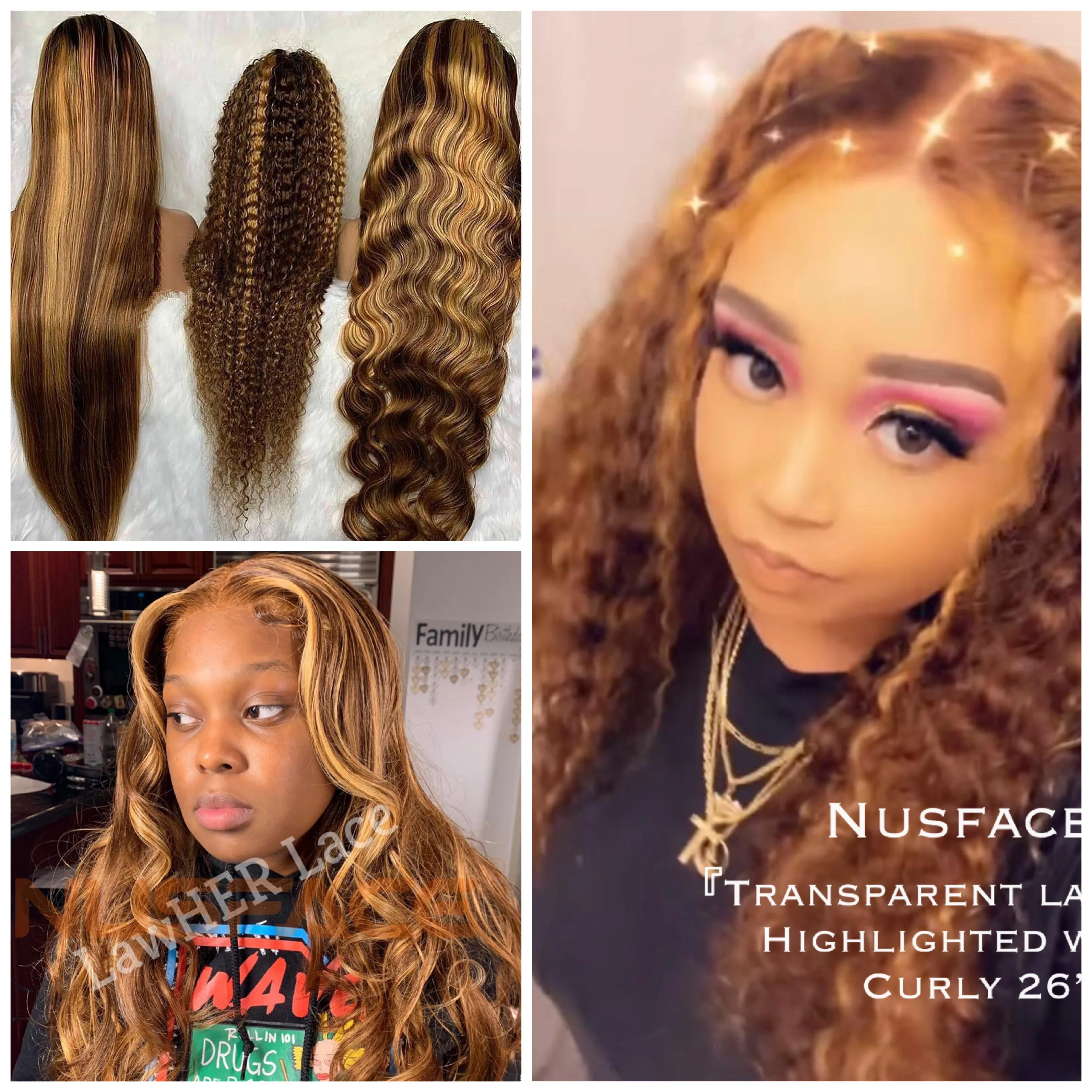 180 Density Cheap Brazilian Human Hair Wigs With Full Lace Lady Buy Hair 4*4 Highlight Wig Deep Wave High Light Lace Front Wig