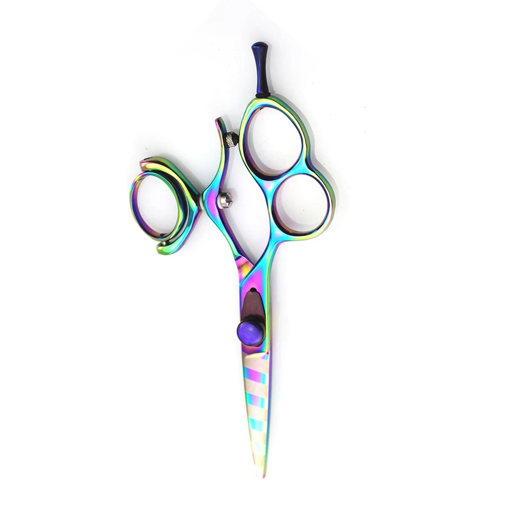 Three Ring Hair Cutting Scissors Rainbow Color Coated Barber Shear Hair Cutting Scissors For Salon And Home Use