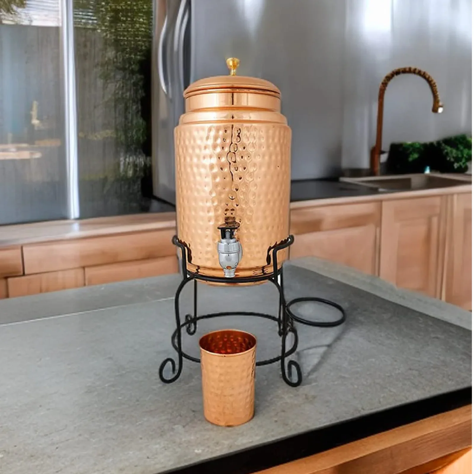 Pure Copper Water Dispenser with two Copper Water Glass At Wholesale and Direct From the Indian Manufacturer at Cheap Price