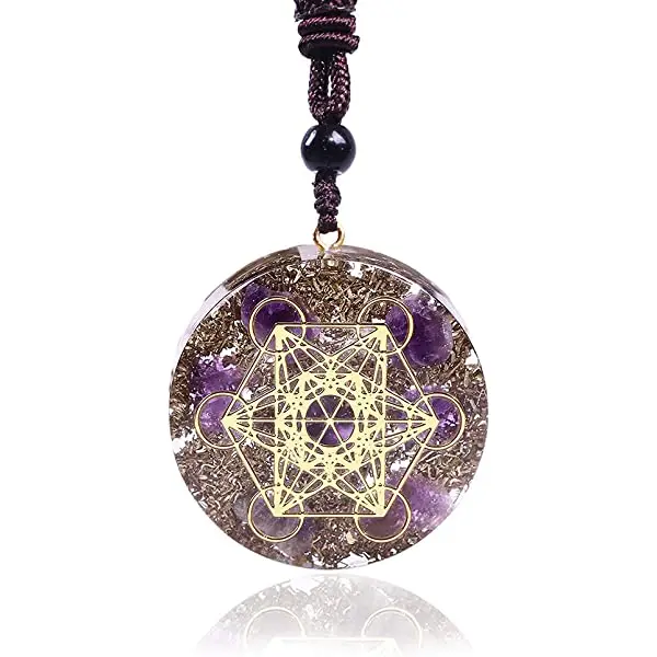 Orgonite Amethyst Metatron Copper Layer Round Pendant  Top Quality Wholesale Orgonite Products  From Amayra Crystals Exports