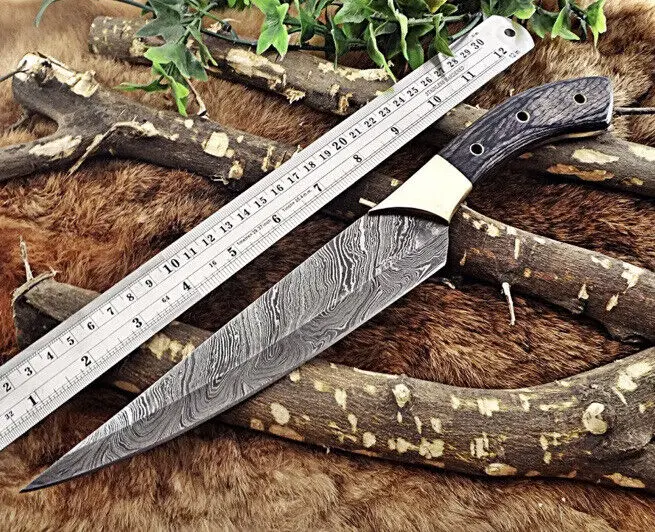 Custom Handmade Damascus Steel Blade  Chef Knife Kitchen Knife With Leather Sheath salt bae chef knife