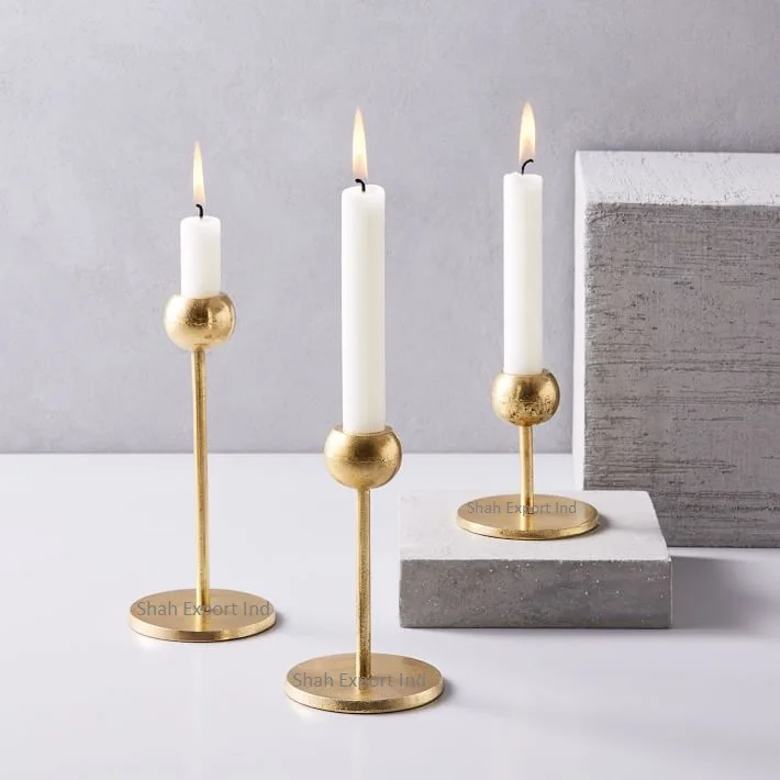 Fancy Gold Candle Holders Metal Candlestick Holder for Taper Candles Set of 3 for Home Wedding Dinning Party Decor