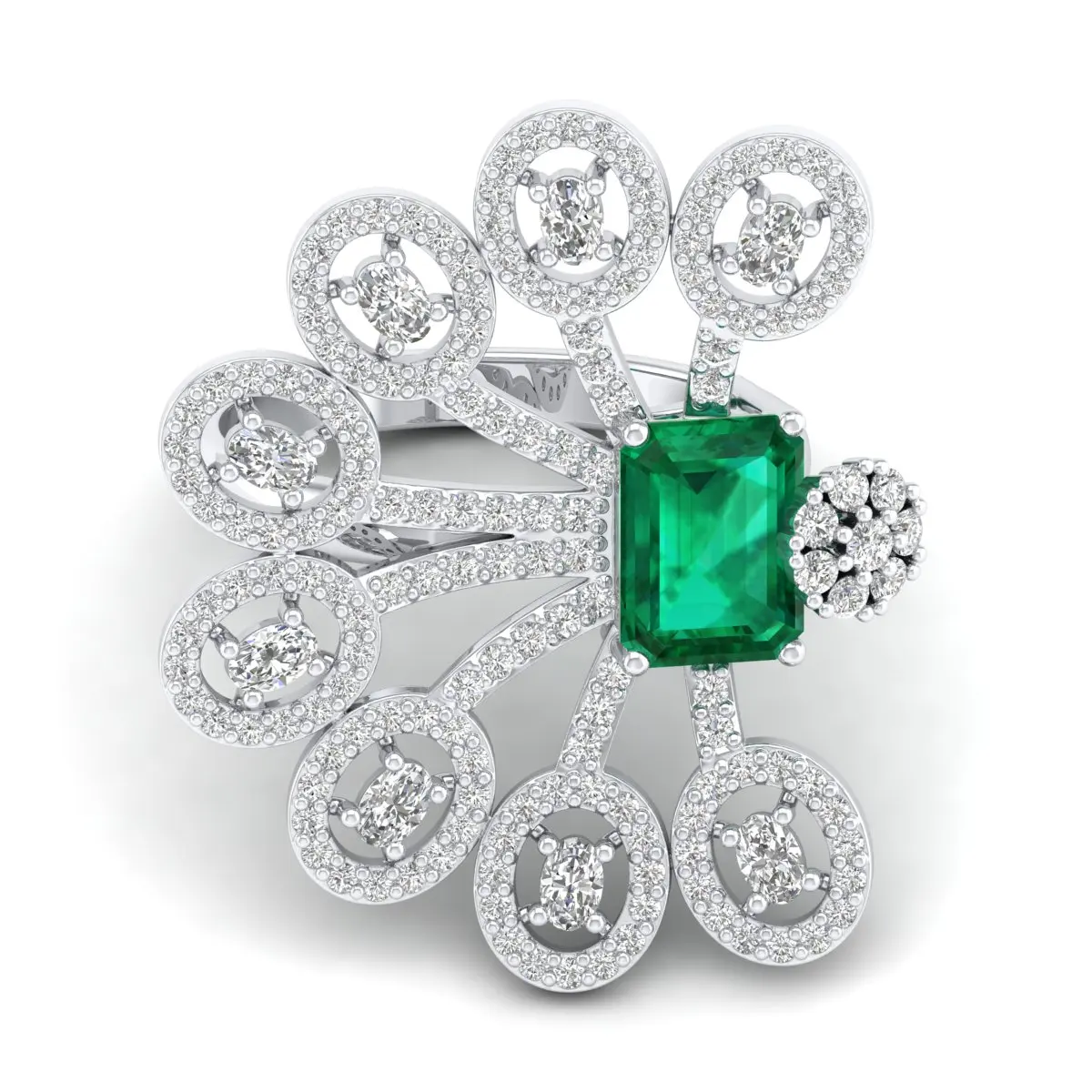 REYES New Collection Solid 14K White Gold Emerald Cut 1.4 Carat Moissanite Rings for Women Emerald Gemstone Engagement  Jewelry