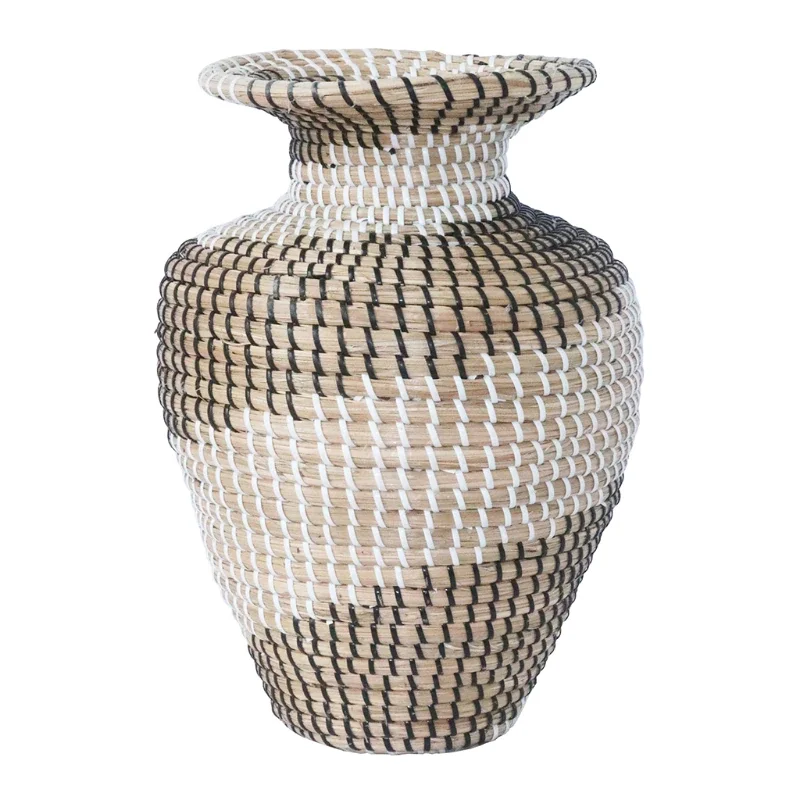 Eye Catching Customized Product Farmhouse Flower Vases Natural Seagrass Flowers Vase for Home Decor