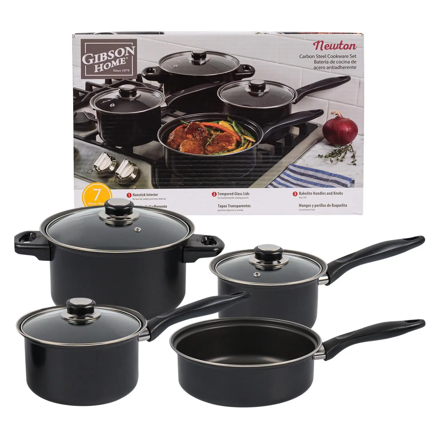 Gibson Non-Stick Набор посуды-черный