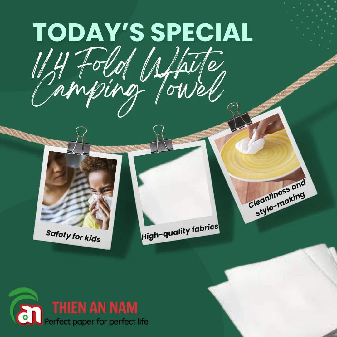 Hot Sale Custom 1/4 Fold White Camping Towel Premium Velvety Unbleached Pulp 2 Ply Paper Printed Dinner Napkins Reasonable Bag