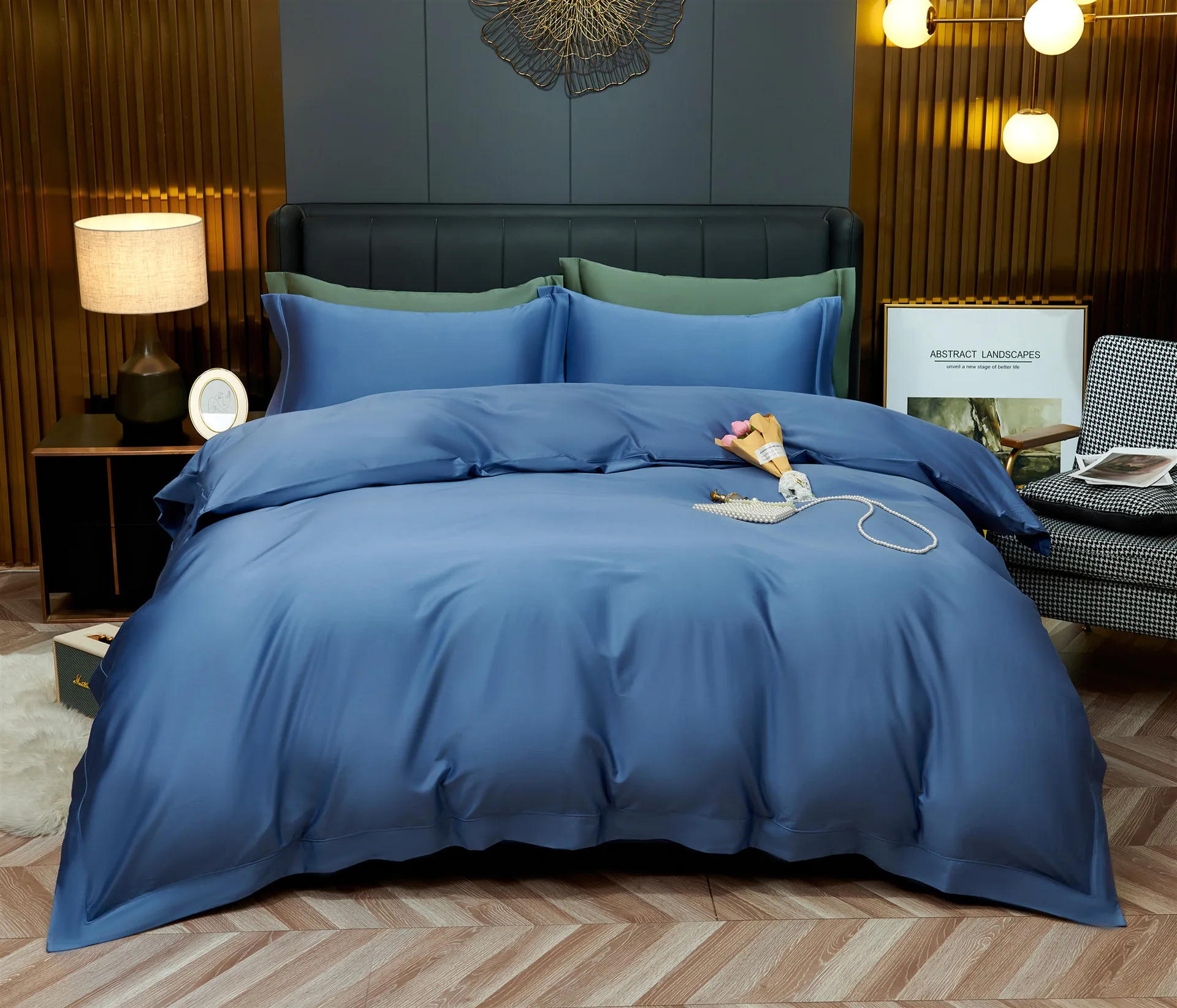 60s solid color bamboo fiber manufacturer wholesale four piece bed sheets duvet covers household single double bedding sets