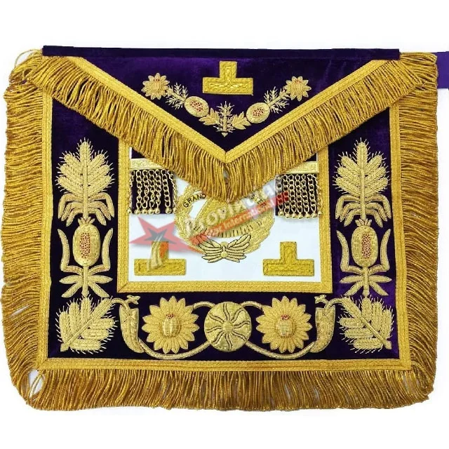 Masonic Regalia Grand Master Mason Embroidery Lodge Aprons With Bullion Embroidery