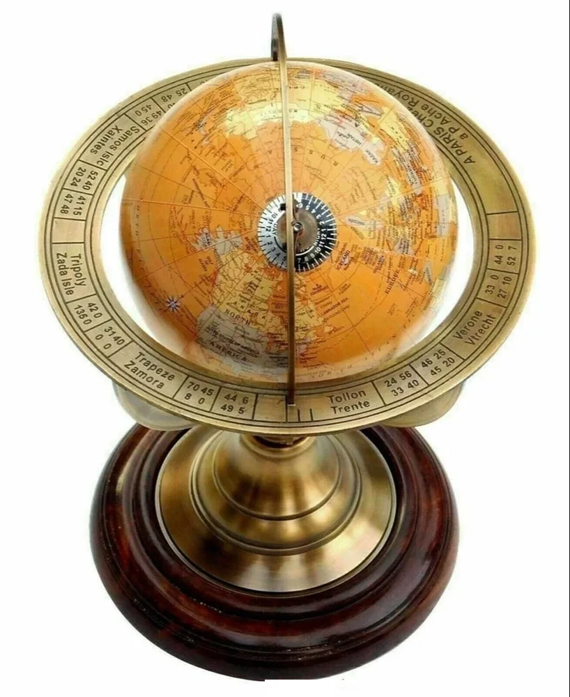 Armilarry Antique Nautical World Map Globe Ornament Table Top Decor Collectible For Use Home And Office  By Metal Overseas