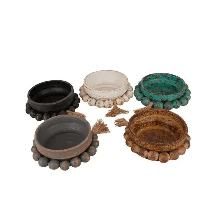Wooden Round Dough Bowl With Beaded Ring Best Selling Antique Farmhouse Style Home Decor from Vietnam Handicraft Manufacture
