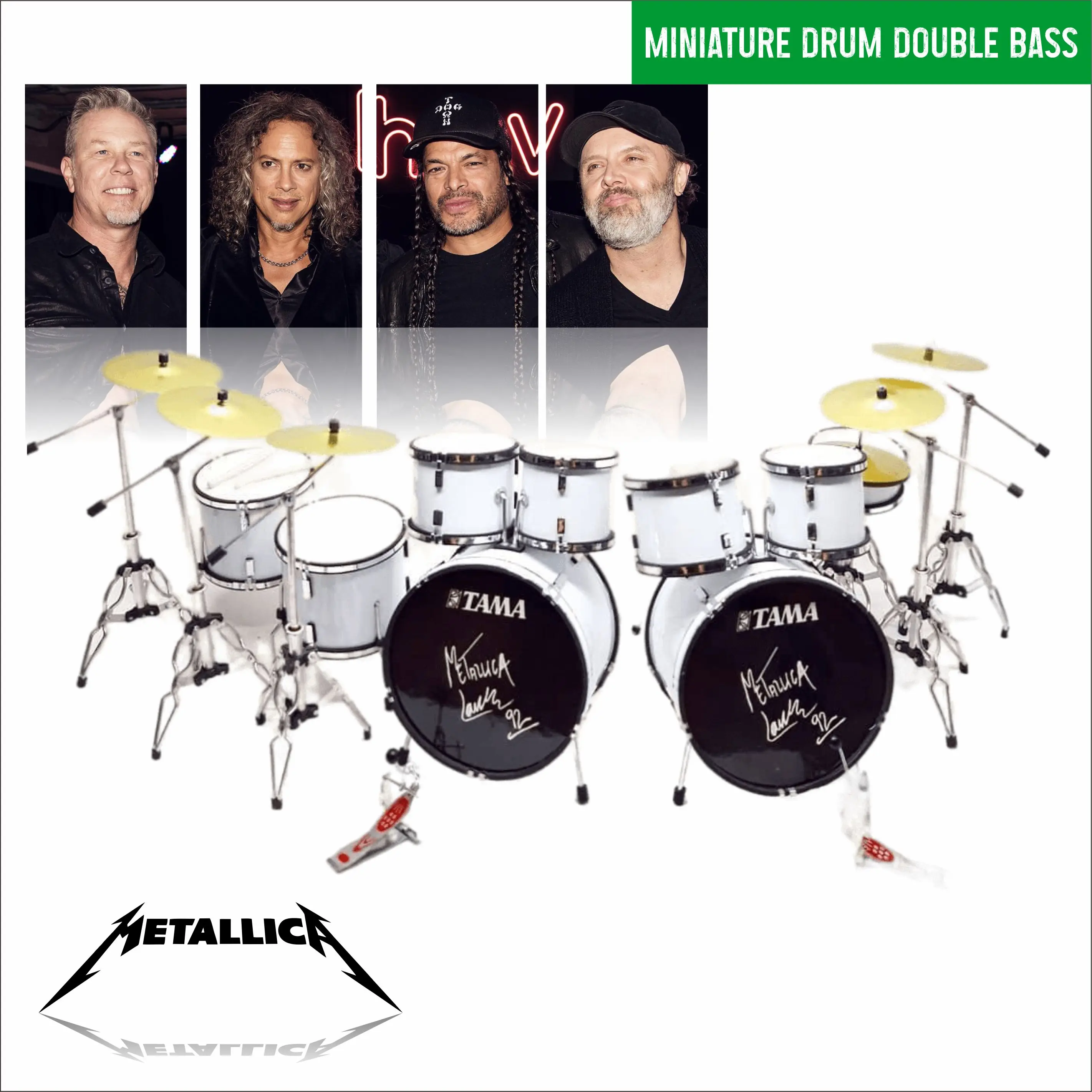 miniature drum set double bass metalica tama 1:6