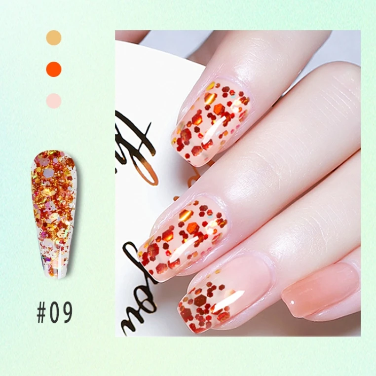 New Arrivals Nail Gel Polish Super Shiny Multi-colors Optional Natural Resin Sequins Gel