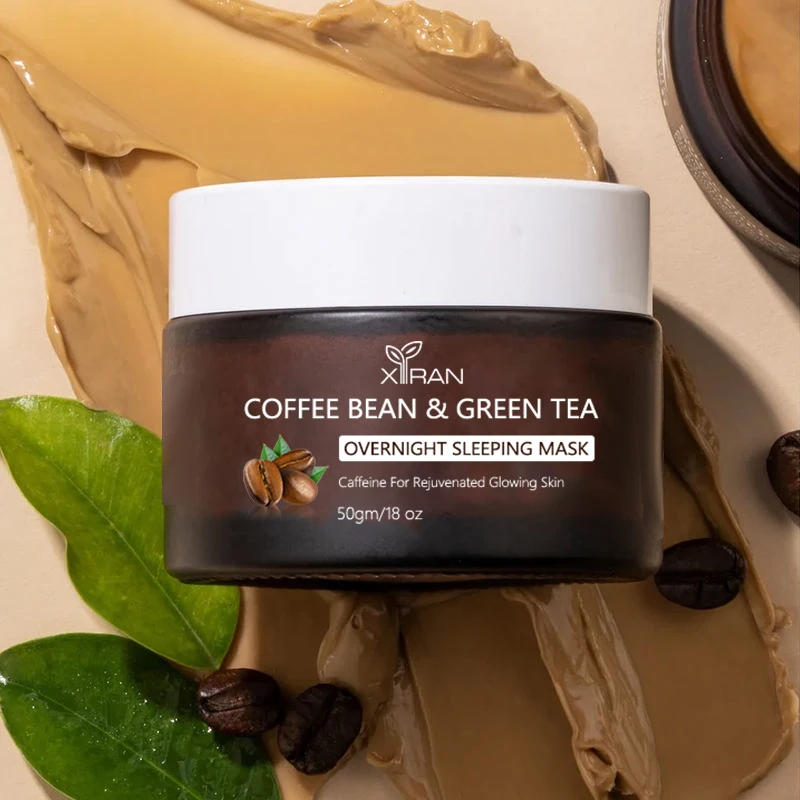 Private Label Coffee Green Tea Deep Cleansing Oil Control Sleep Mask with Vitamin E and Hyaluronic Acid Rejuvenating Face Mask