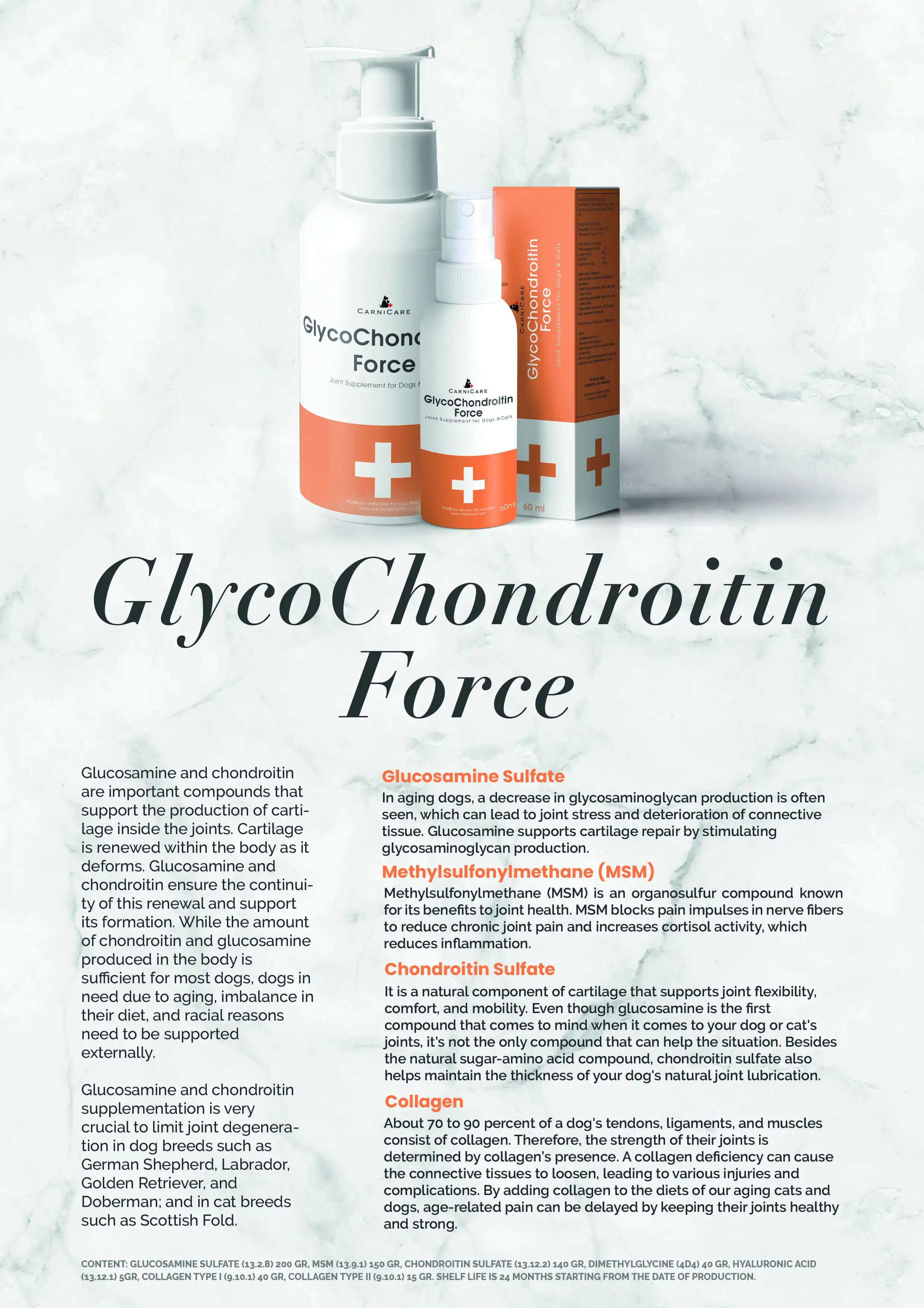 Veterinarian Produced Joint Support Vitamin Supplement Dogs Cats Glucosamine Chondroitin Sulfate Minerals Pet Health Care