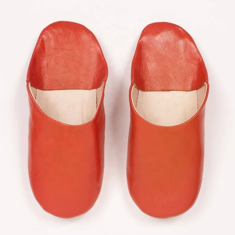 Best choice Quiet Indoor Slipper Vintage Flat-toed Slippers Handmade Moroccan Babouche Burnt Orange Slippers
