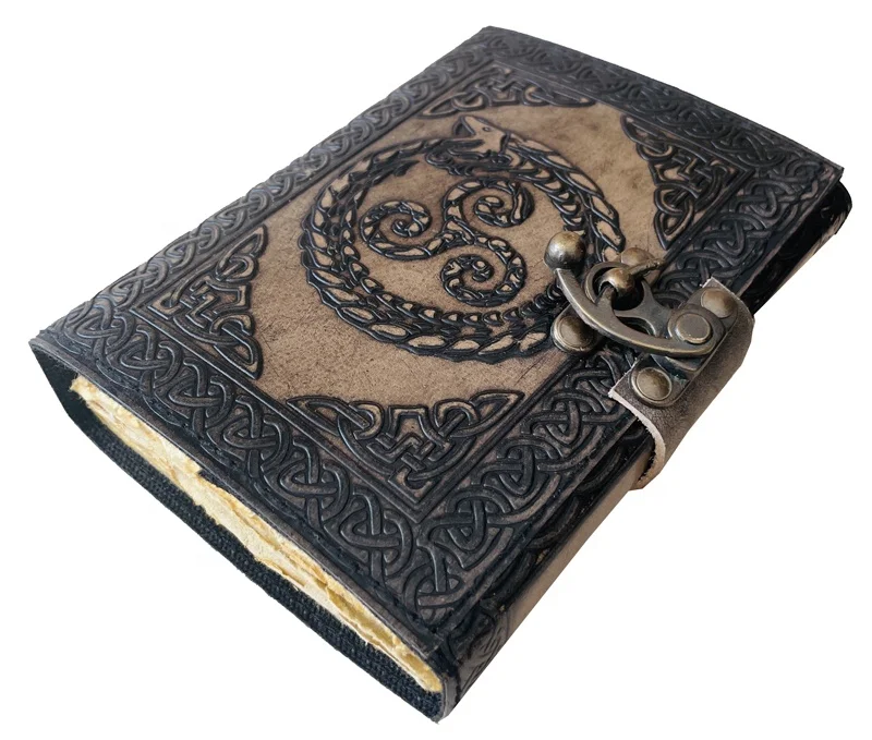Genuine Dragon Leather Journal Notebook Note Book Diary Hardcover Cover Embossing Antique charcoal planner Writing Gift Diary