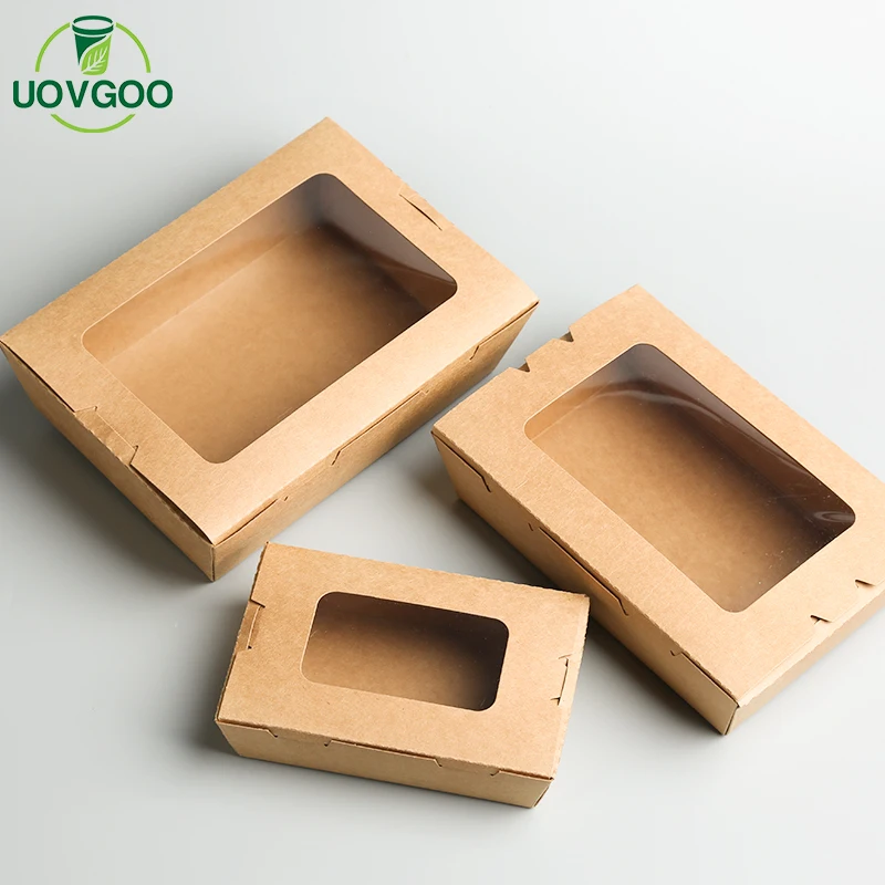 Eco Friendly Premium Quality Paper Lunch Box With Window PE Coated Paper For Lunch Box