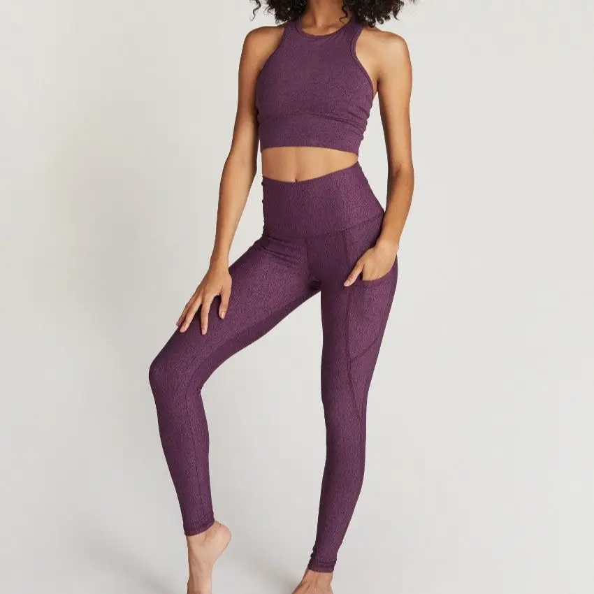 2Pcs Naked Feeling Soft Yoga Align Squat Proof Sets Seamless Sexy Sportswear Sets Women 2 Piece High Back Sports Bra Custom Logo